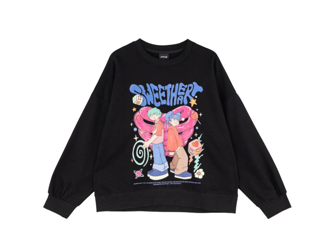 URTHE URTHE Oversized Sweater SWEETHEART Black