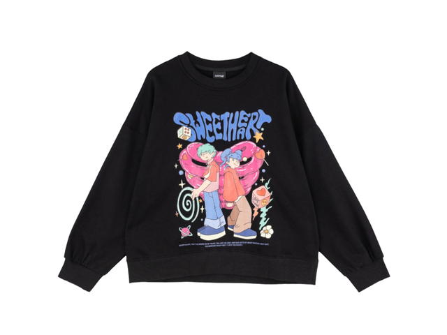 URTHE URTHE Oversized Sweater SWEETHEART Black - view 1