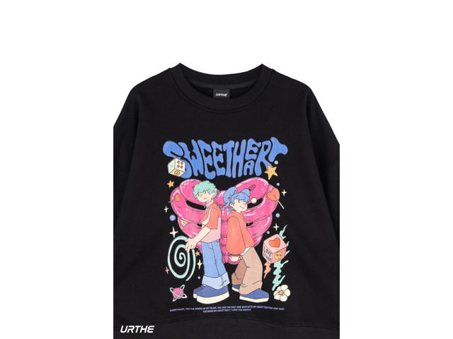 URTHE URTHE Oversized Sweater SWEETHEART Black - view 2