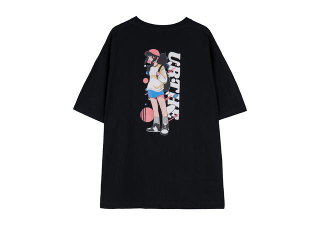 URTHE URTHE Oversized T-Shirt GIRL POP Black - view 2