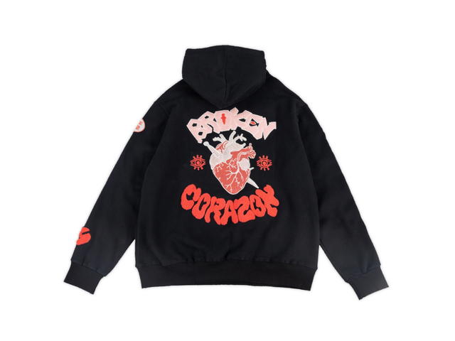 URTHE URTHE BROKEN CORAZON HOODIE Black - view 1