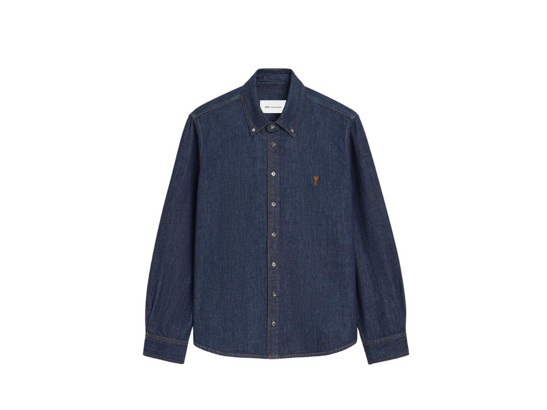 Ami Paris Ami Paris De Coeur Button Down Shirt Indigo