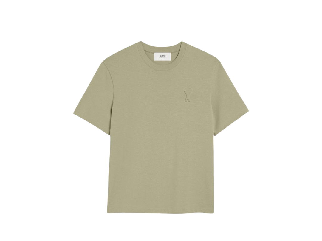 Ami Paris Ami Paris Tonal Ami De Coeur T-Shirt In Heavy Jersey Organic Cotton Sage