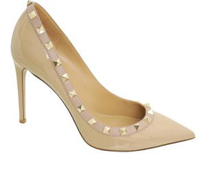 Buy Valentino Rockstud Accents Patent Leather Pumps Beige (W) at Sasom – Authentic and Ready to Ship