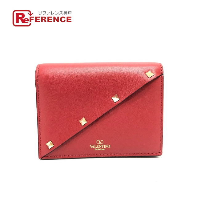 Valentino VALENTINO 5Ｗ2P0AE4VRF Rock studs Compact Wallet Folded wallet Leather Red - view 1