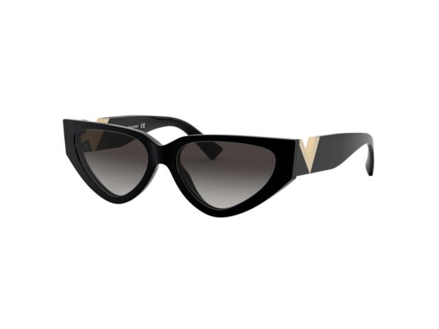 Valentino Valentino Cat Eye Sunglasses In Black Acetate Frame-V Shape With Brown Lens - view 2