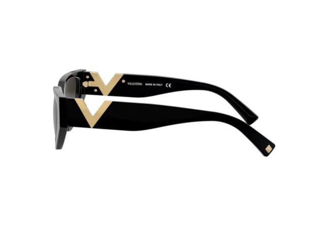 Valentino Valentino Cat Eye Sunglasses In Black Acetate Frame-V Shape With Brown Lens - view 3