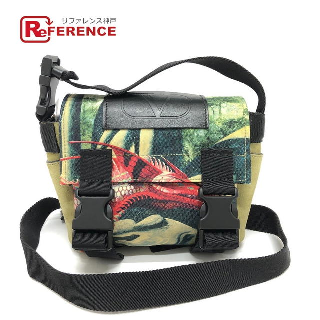Valentino Valentino Garavani Dragon motif Crossbody Shoulder Bag Canvas Green/Black - view 1