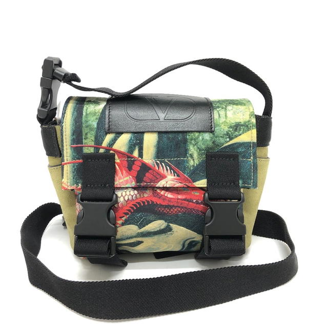 Valentino Valentino Garavani Dragon motif Crossbody Shoulder Bag Canvas Green/Black - view 2