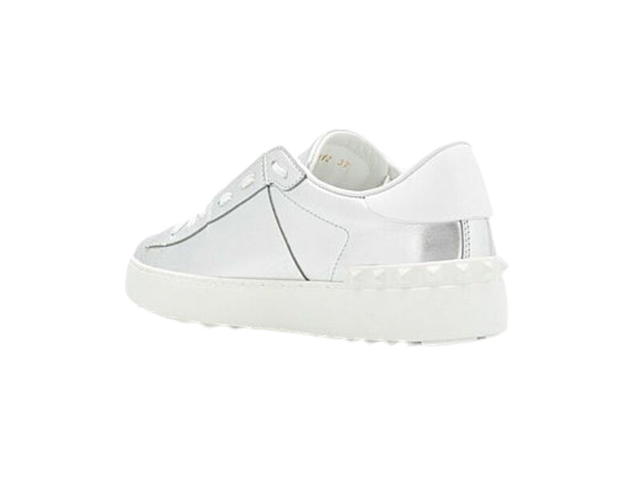 Valentino Valentino Garavani Open Sneaker In Calfskin With VLTN Logo Print Metallic Silver - view 3