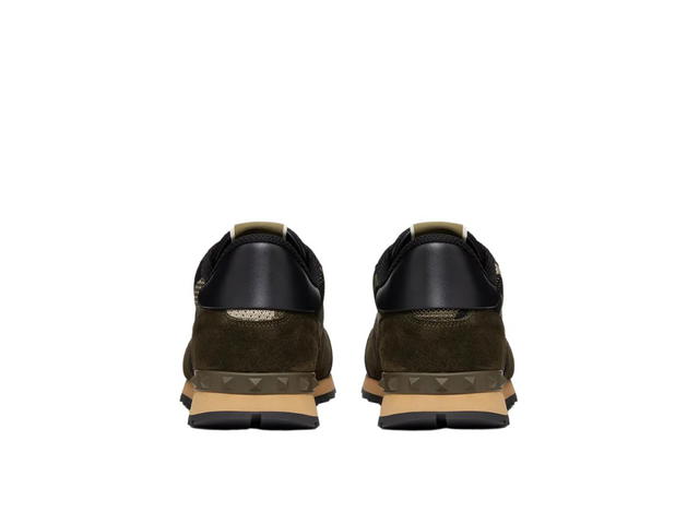 Valentino Valentino Garavani Rockrunner Sneaker In Camouflage Mesh Fabric Army Green Beige - view 3