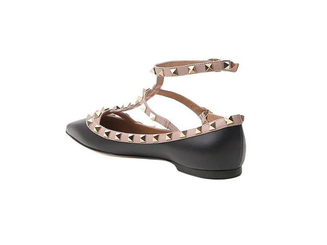 Valentino Valentino Garavani Rockstud Ankle Strap Flats Black (W) - view 3