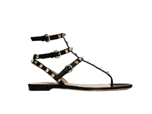 Valentino VALENTINO GARAVANI ROCKSTUD FLIP FLOP SANDAL IN CALFSKIN LEATHER Black - view 1