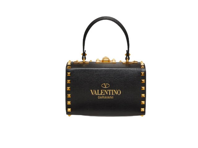 Valentino Valentino Garavani Rockstud Grainy Calfskin Box Bag Black - view 1