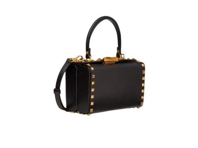 Valentino Valentino Garavani Rockstud Grainy Calfskin Box Bag Black - view 2