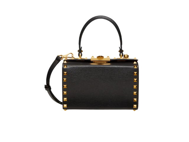 Valentino Valentino Garavani Rockstud Grainy Calfskin Box Bag Black - view 3