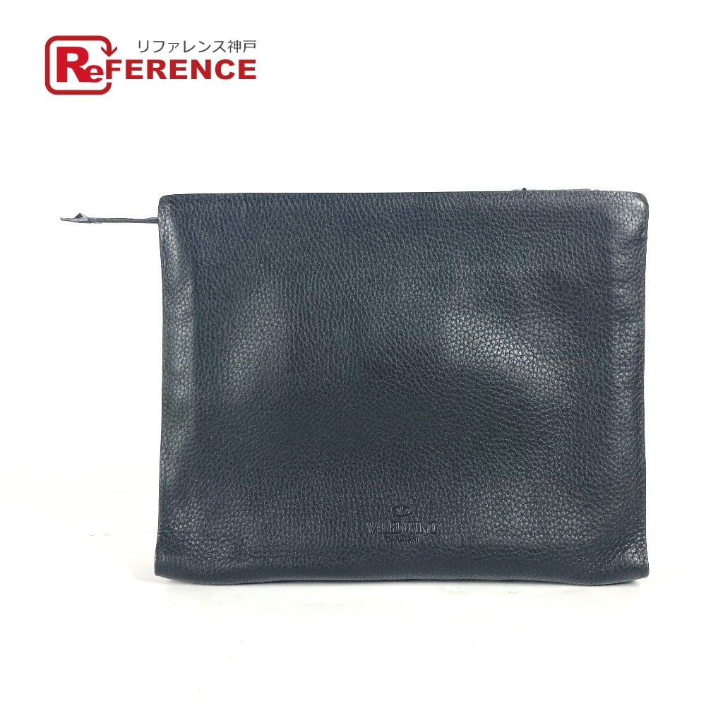Valentino Valentino Garavani Studs Pouch bag with handle Clutch bag Leather Black