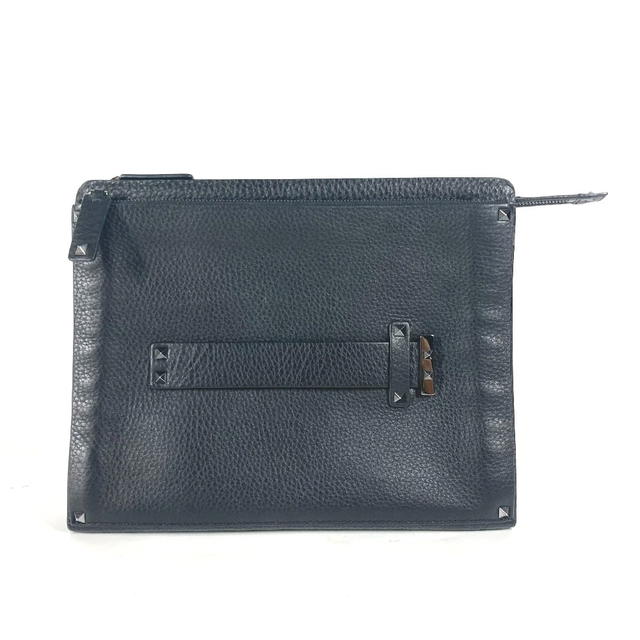Valentino Valentino Garavani Studs Pouch bag with handle Clutch bag Leather Black - view 3