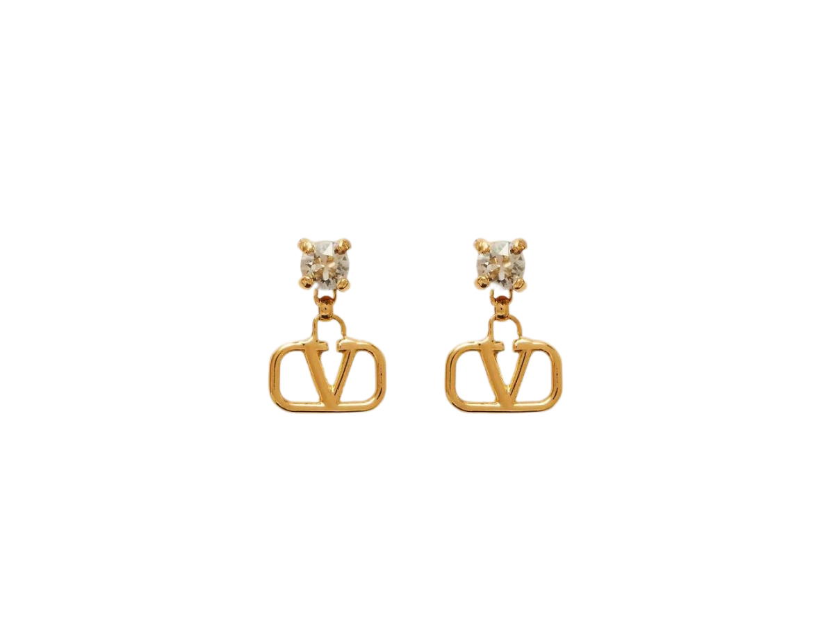 Valentino Valentino Garavani Vlogo Signature Earrings In Metal And Swarovski Crystals Gold