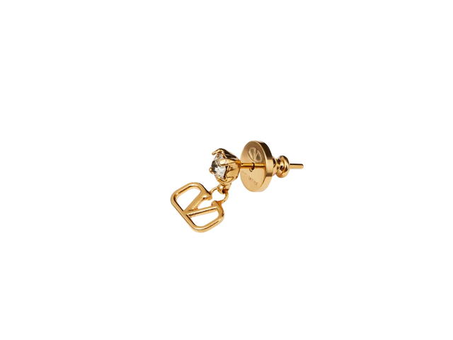 Valentino Valentino Garavani Vlogo Signature Earrings In Metal And Swarovski Crystals Gold - view 2