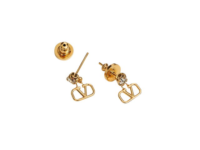 Valentino Valentino Garavani Vlogo Signature Earrings In Metal And Swarovski Crystals Gold - view 3