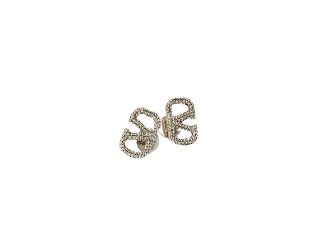 Valentino Valentino Garavani Vlogo Signature Earrings In Metal And Swarovski Crystals Palladium - view 1