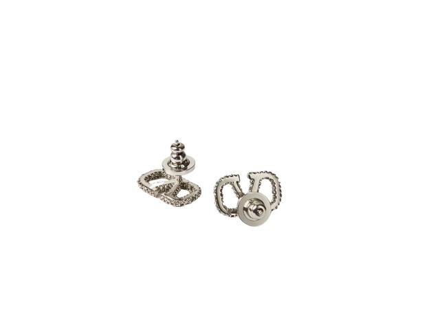 Valentino Valentino Garavani Vlogo Signature Earrings In Metal And Swarovski Crystals Palladium - view 3
