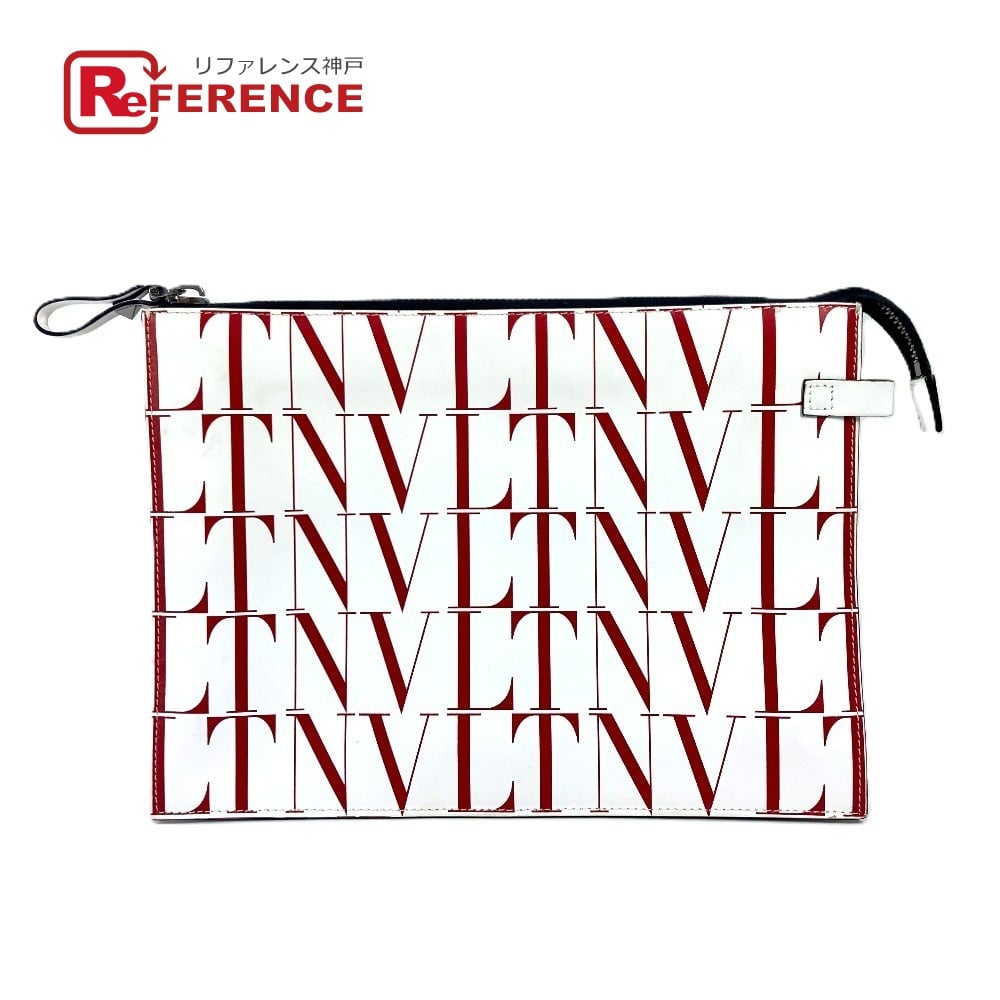 Valentino Valentino Garavani With strap Logo All-over Print Bicolor Pouch Clutch Bag