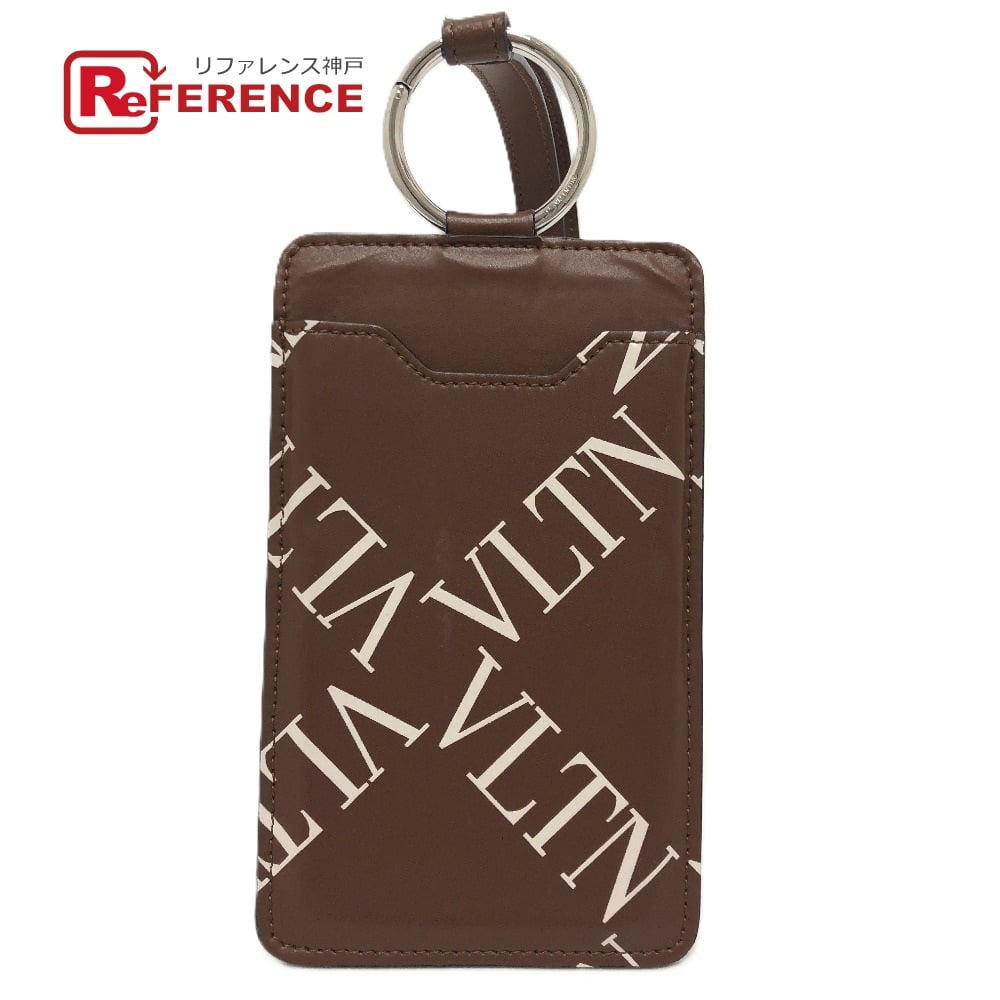 Valentino VALENTINO Logo Strap neck straps Shoulder Case pocket Leather Brown