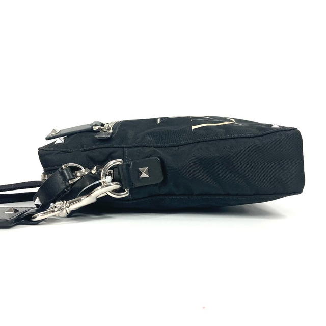 Valentino VALENTINO Logo studs Bag Crossbody Pochette Shoulder Bag Nylon Black/White - view 4