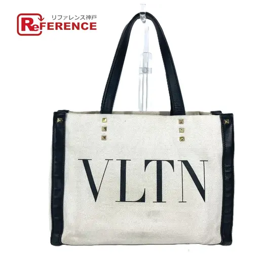 Buy VALENTINO Logo studs Bag Shoulder Bag Tote Bag Canvas/Leather White/Black at Sasom – Authentic and Ready to Ship