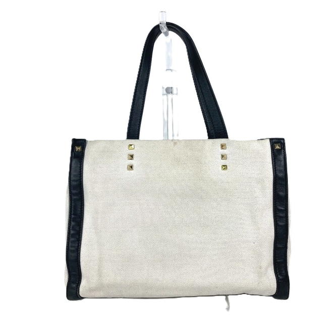 Valentino VALENTINO Logo studs Bag Shoulder Bag Tote Bag Canvas/Leather White/Black - view 3