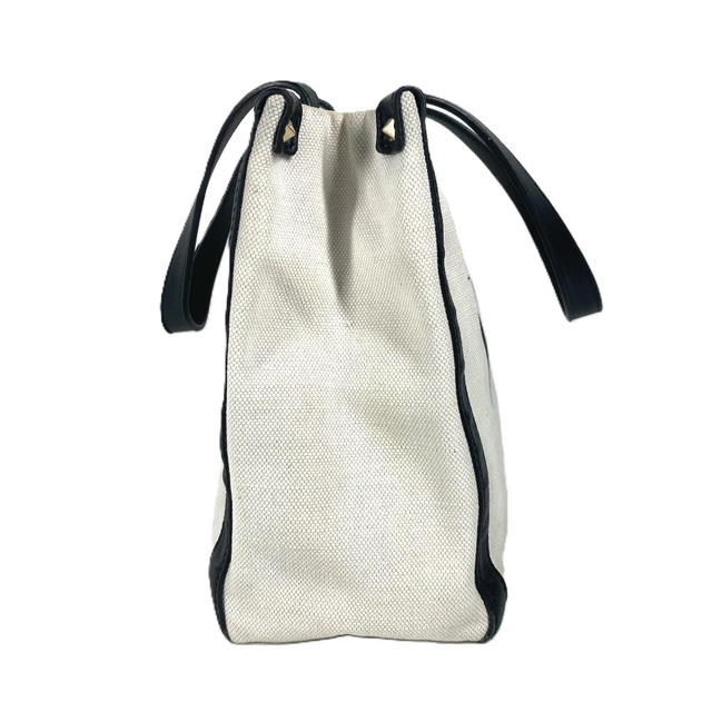 Valentino VALENTINO Logo studs Bag Shoulder Bag Tote Bag Canvas/Leather White/Black - view 5