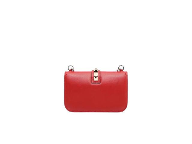 Valentino Valentino Medium Chain Shoulder Bag In Calfskin With Ruthenium-Finish Studs And Metal Hardware Red - view 2