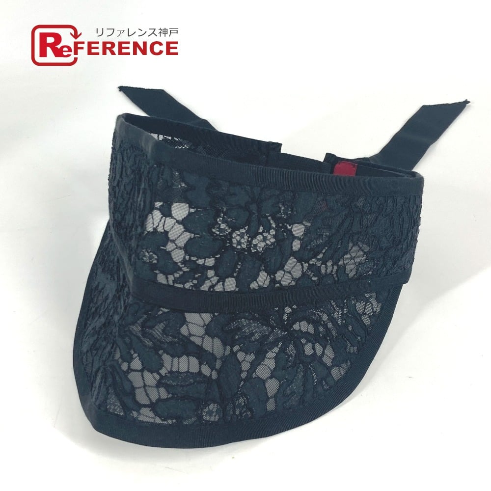 Valentino VALENTINO Ribbon Lace Visor Hat Lace Embroidery Sun visor cotton / Rayon Black