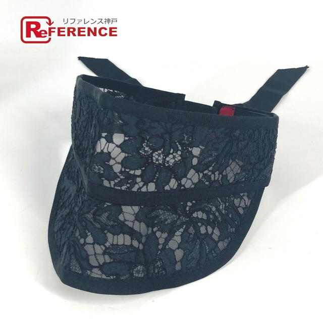 Valentino VALENTINO Ribbon Lace Visor Hat Lace Embroidery Sun visor cotton / Rayon Black - view 1