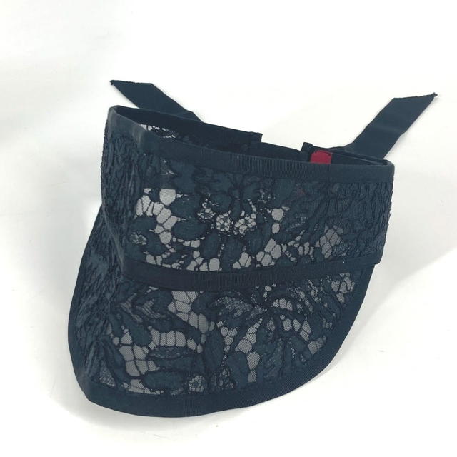 Valentino VALENTINO Ribbon Lace Visor Hat Lace Embroidery Sun visor cotton / Rayon Black - view 2