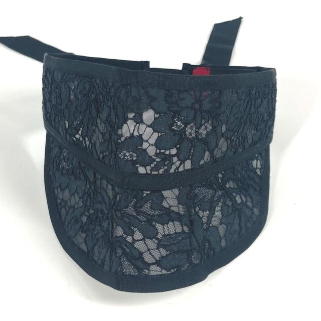 Valentino VALENTINO Ribbon Lace Visor Hat Lace Embroidery Sun visor cotton / Rayon Black - view 3