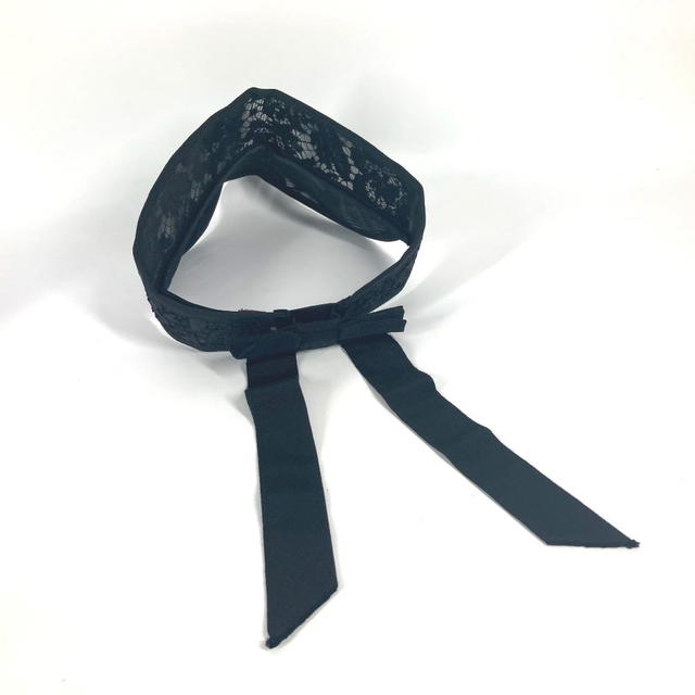Valentino VALENTINO Ribbon Lace Visor Hat Lace Embroidery Sun visor cotton / Rayon Black - view 4