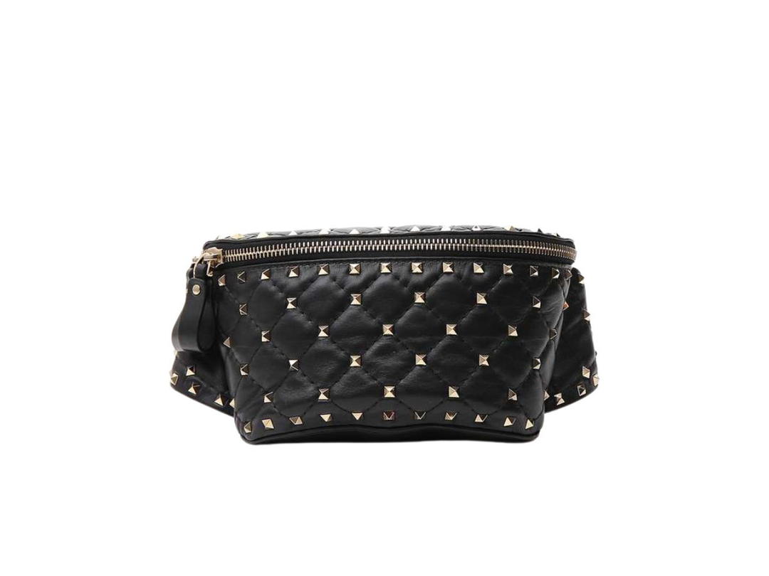 Valentino Valentino Rockstud Belt Bag In Metallic And Alloys Leather With Metal Black