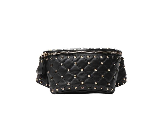 Valentino Valentino Rockstud Belt Bag In Metallic And Alloys Leather With Metal Black - view 1