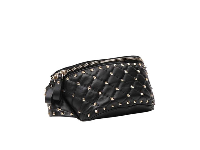 Valentino Valentino Rockstud Belt Bag In Metallic And Alloys Leather With Metal Black - view 2
