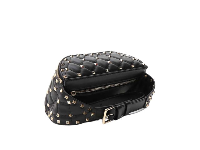 Valentino Valentino Rockstud Belt Bag In Metallic And Alloys Leather With Metal Black - view 3
