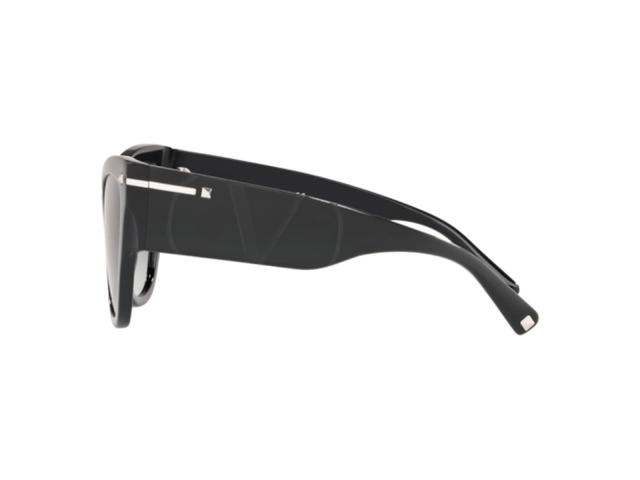 Valentino Valentino Round Sunglasses In Black-Silver Acetate Frame-Embossed With Grey Lens - view 3