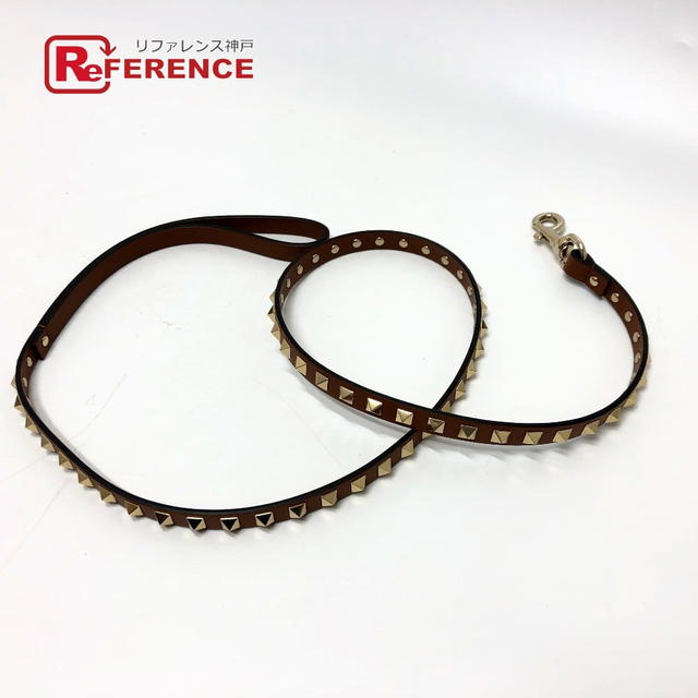 Valentino VALENTINO studded lead Pets Lead Leather Brown/GoldHardware/Gold studs - view 1
