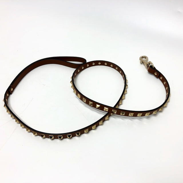 Valentino VALENTINO studded lead Pets Lead Leather Brown/GoldHardware/Gold studs - view 2