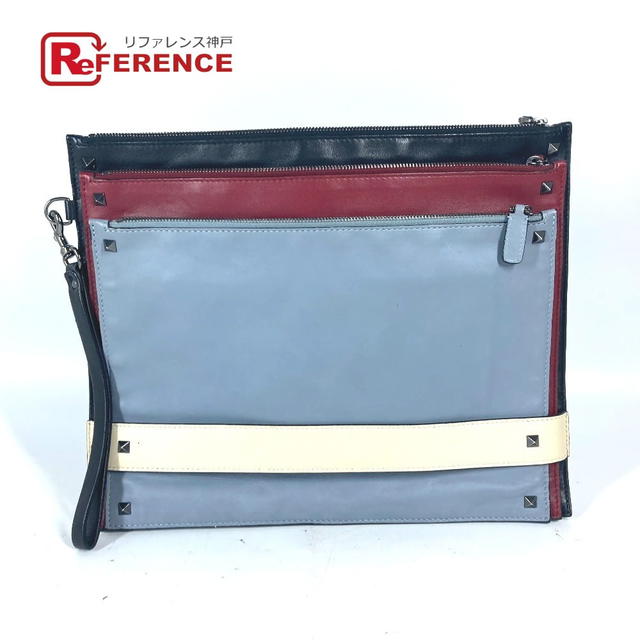 Valentino VALENTINO Studs Tricolor color bag Clutch bag Leather Black/Red - view 1