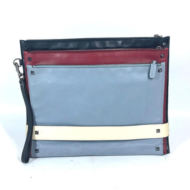 Valentino VALENTINO Studs Tricolor color bag Clutch bag Leather Black/Red - view 2
