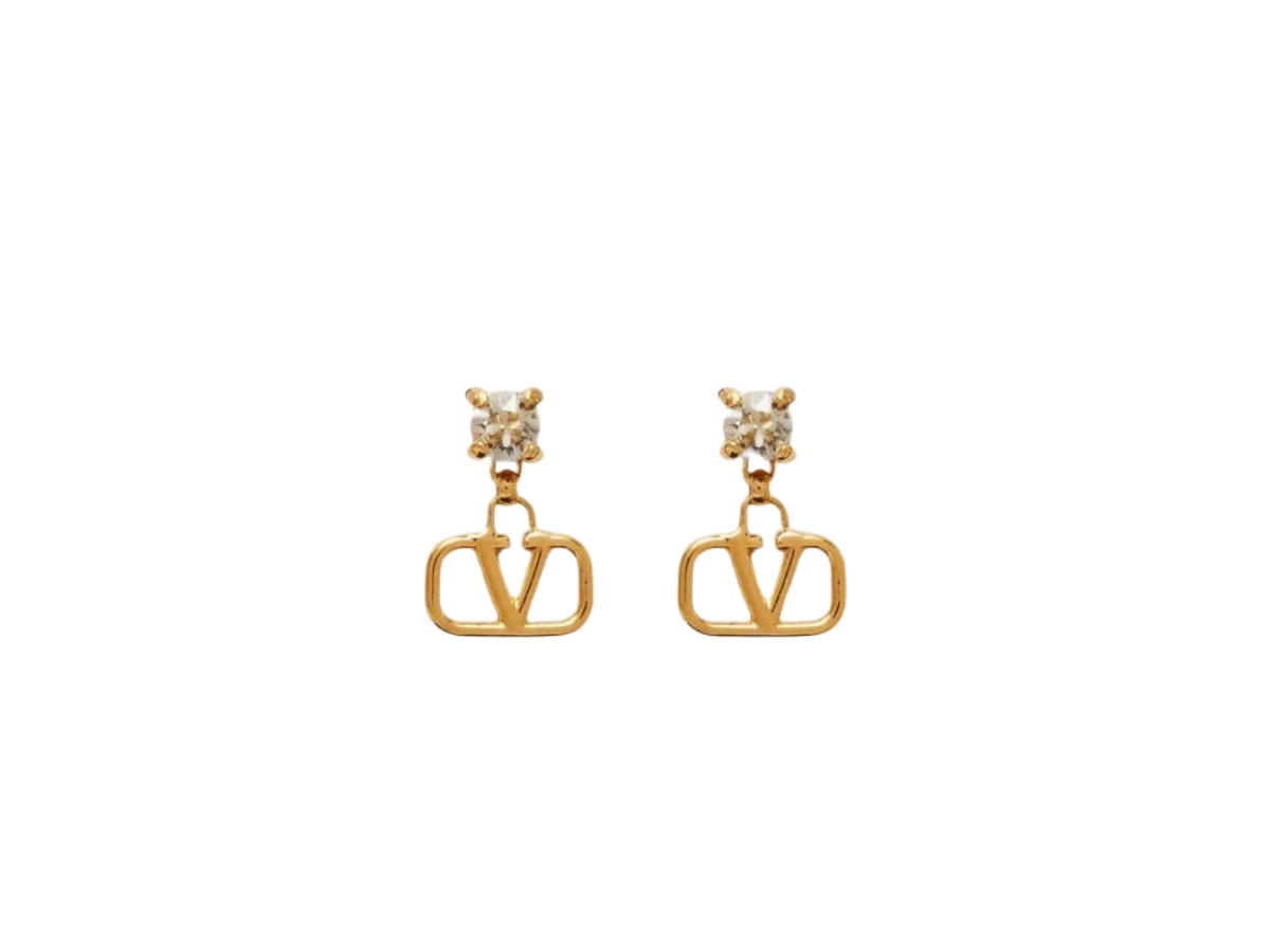 Valentino Valentino Vlogo Signature Earrings In Metal and Swarovski Crystals Gold