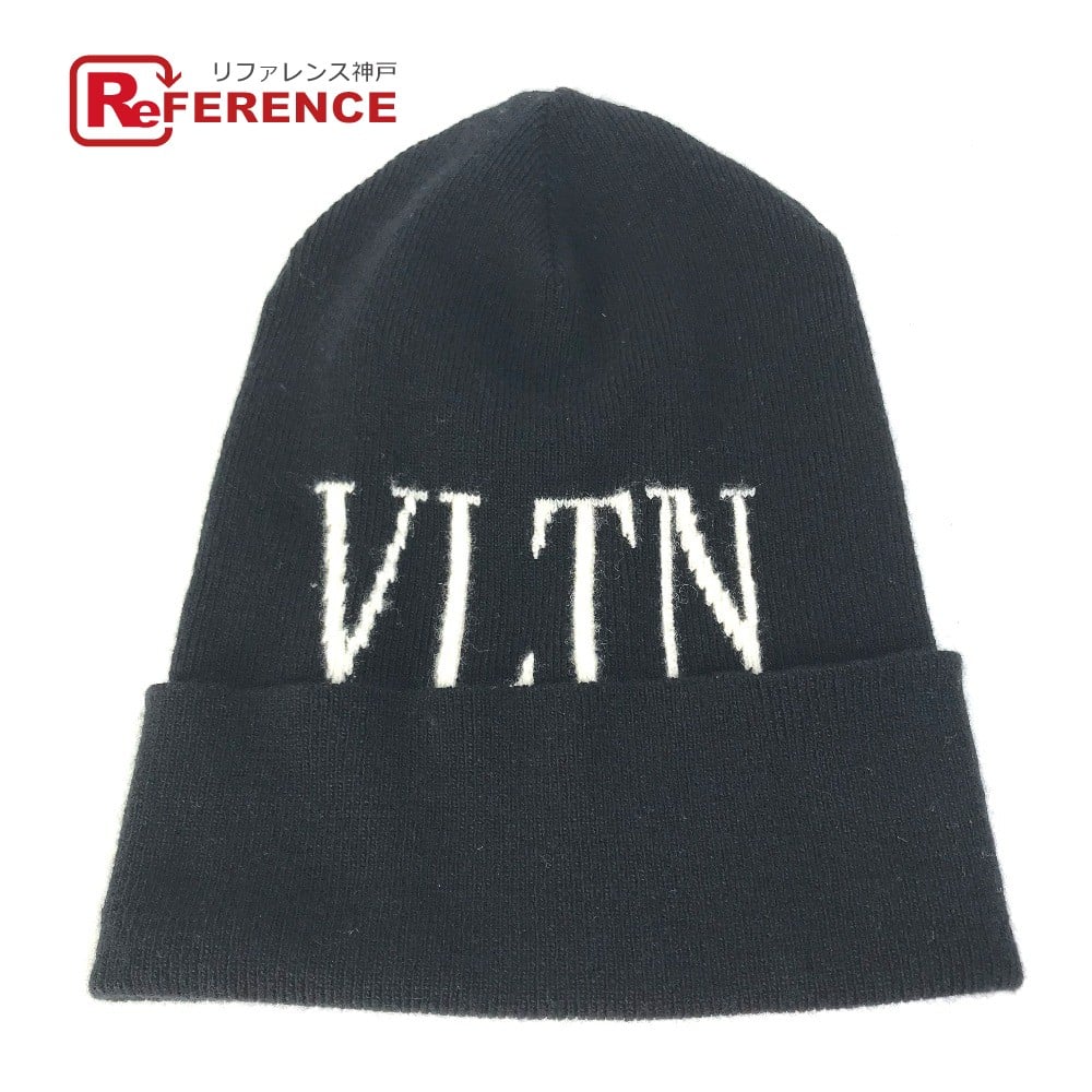 Valentino VALENTINO VLTN logo beanie knit cap Knit hat wool / silk Black/White